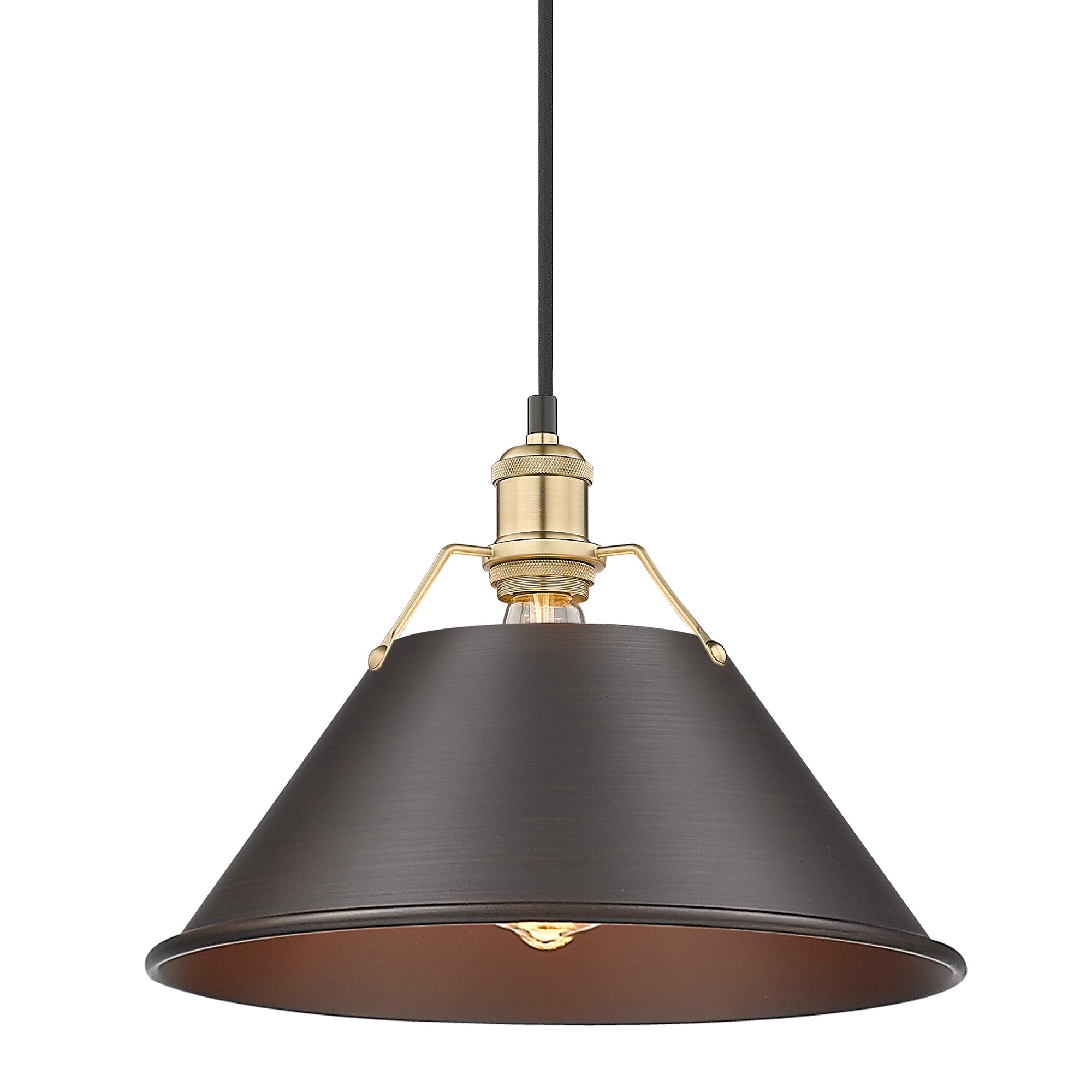 Orwell 14" Wide Large Pendant in Brushed Champagne Bronze with Rubbed Bronze - Default Title - Golden Lighting