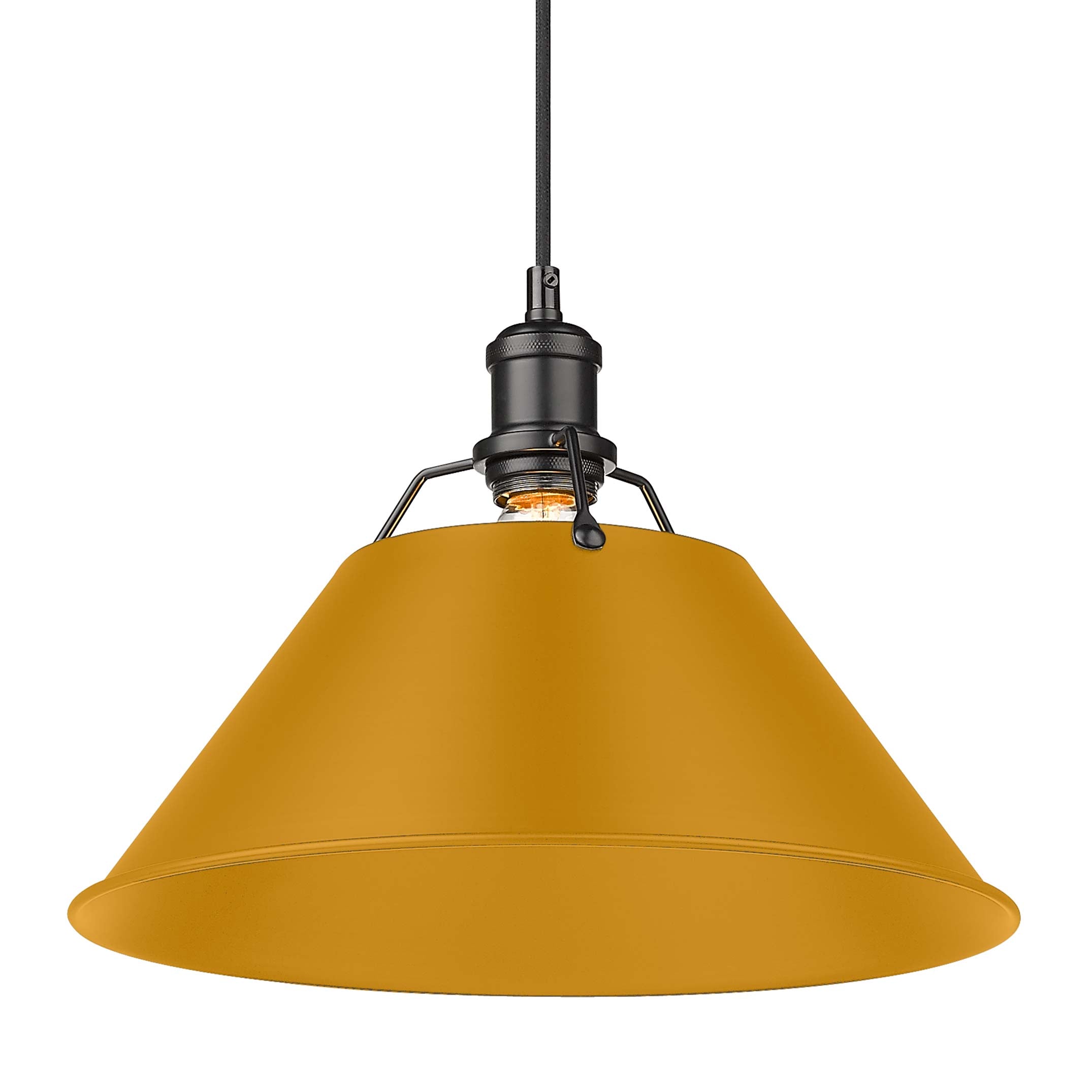 Yep by Golden Lighting Orwell 1-light 14in Pendant in Matte Black and Auric Yellow shade