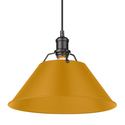 Yep by Golden Lighting Orwell 1-light 14in Pendant in Matte Black and Auric Yellow shade - Default Title - Golden Lighting