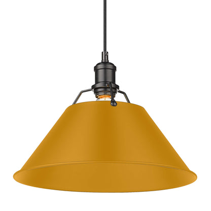 Yep by Golden Lighting Orwell 1-light 14in Pendant in Matte Black and Auric Yellow shade