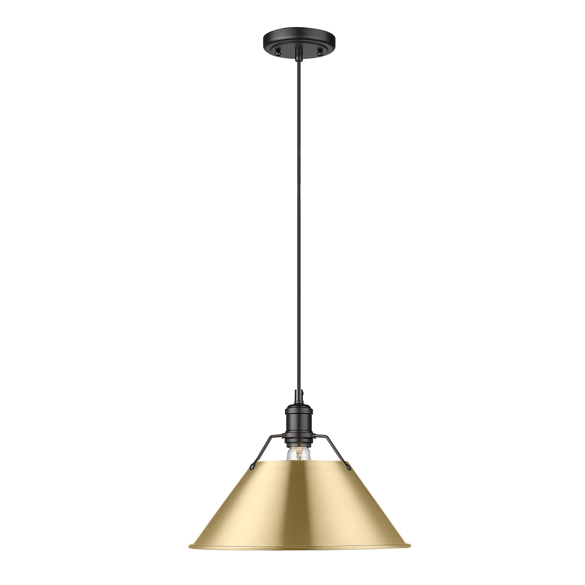 Orwell 14" Wide Large Pendant in Matte Black with Brushed Champagne Bronze - - Golden Lighting