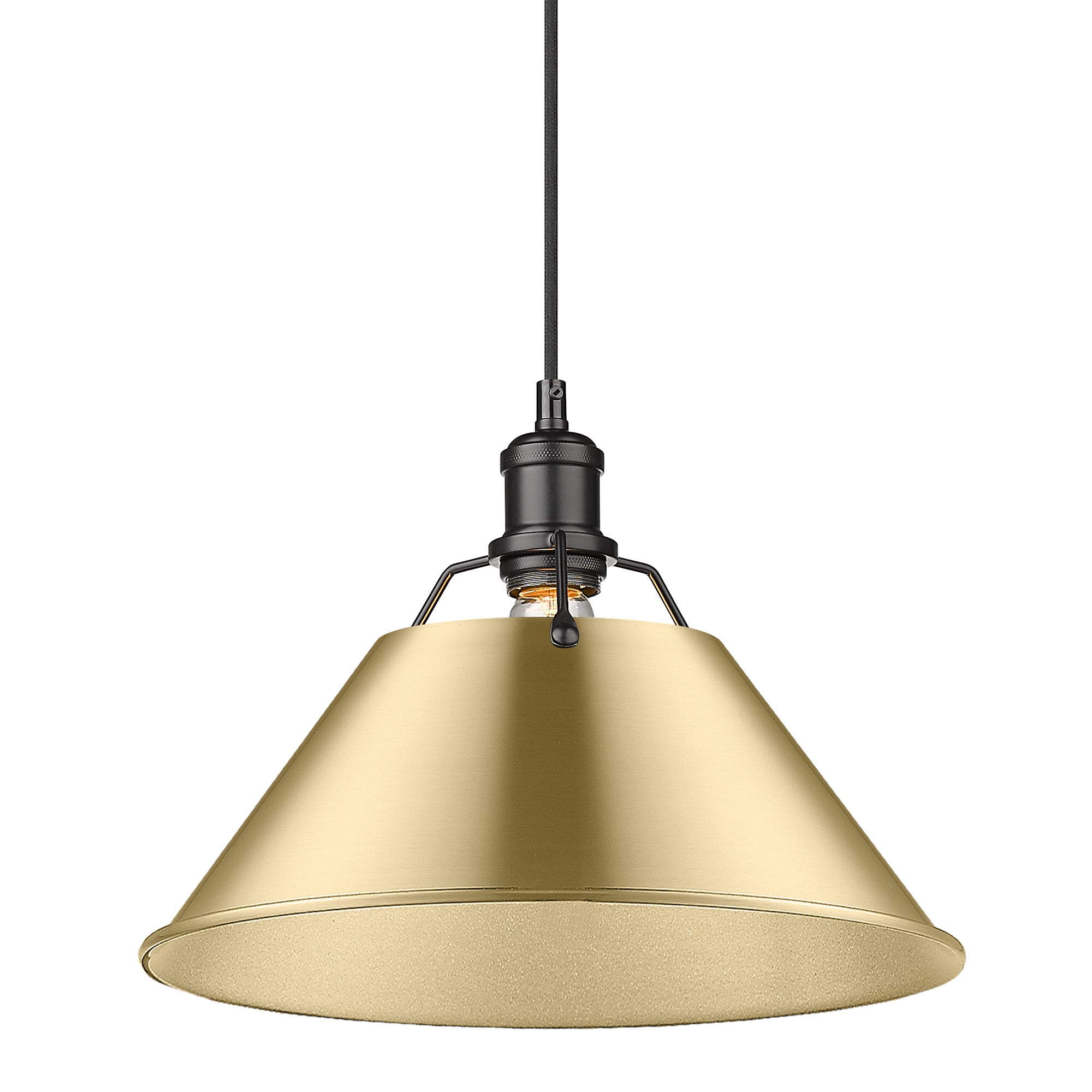 Orwell 14" Wide Large Pendant in Matte Black with Brushed Champagne Bronze - Matte Black / Brushed Champagne Bronze / Gold - Golden Lighting