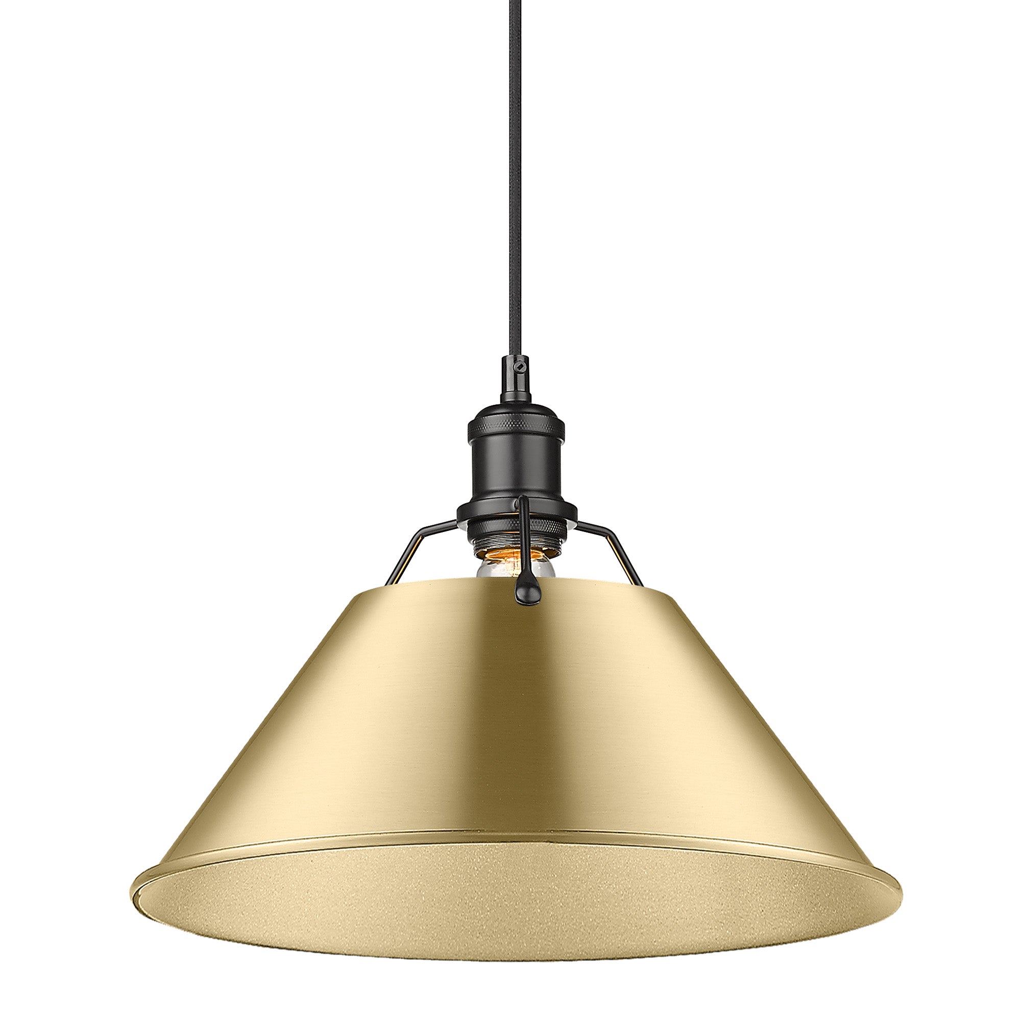 Orwell 14" Wide Large Pendant in Matte Black with Brushed Champagne Bronze - Default Title - Golden Lighting