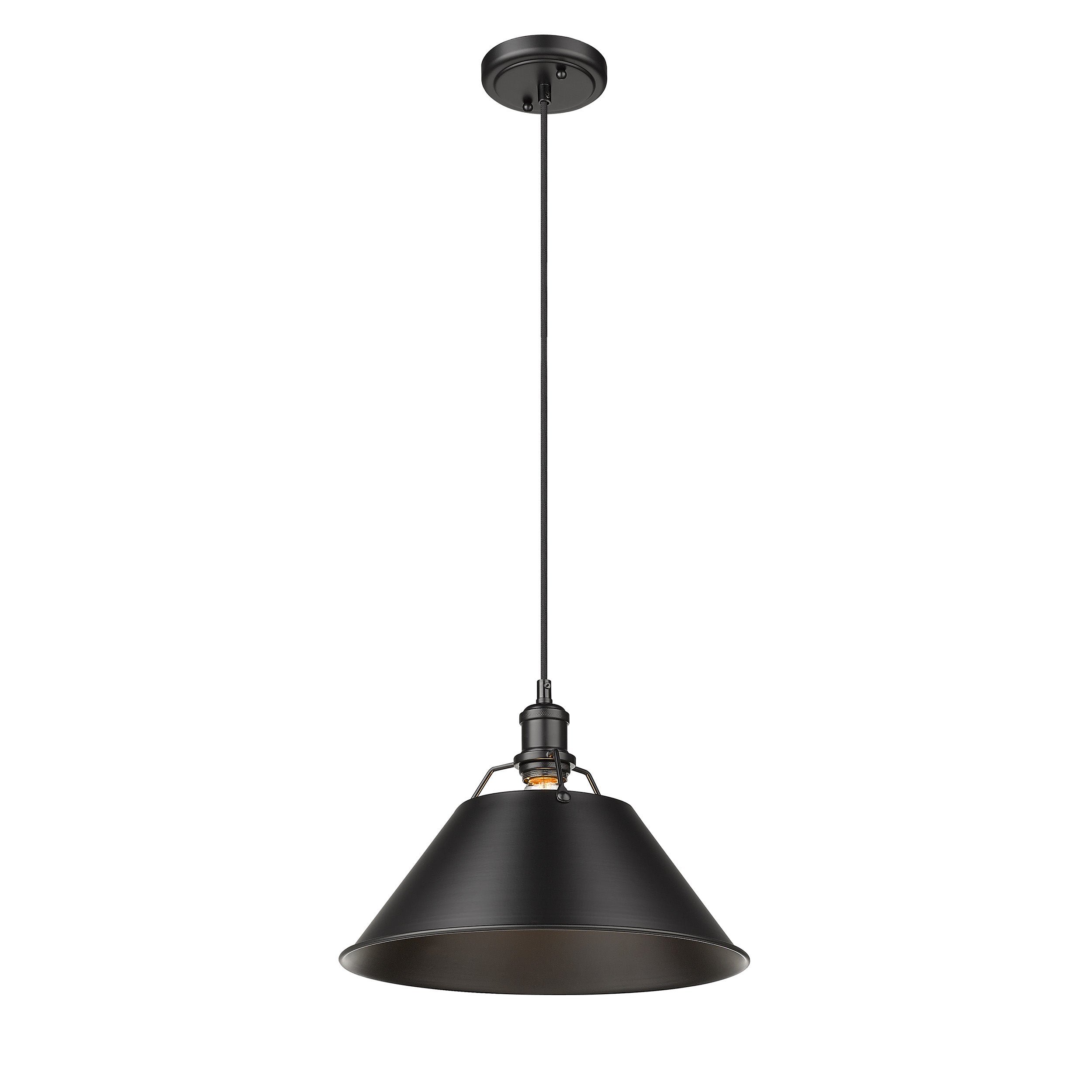 Yep by Golden Lighting Orwell 1-light 14in Pendant in Matte Black