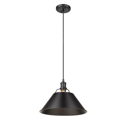Yep by Golden Lighting Orwell 1-light 14in Pendant in Matte Black