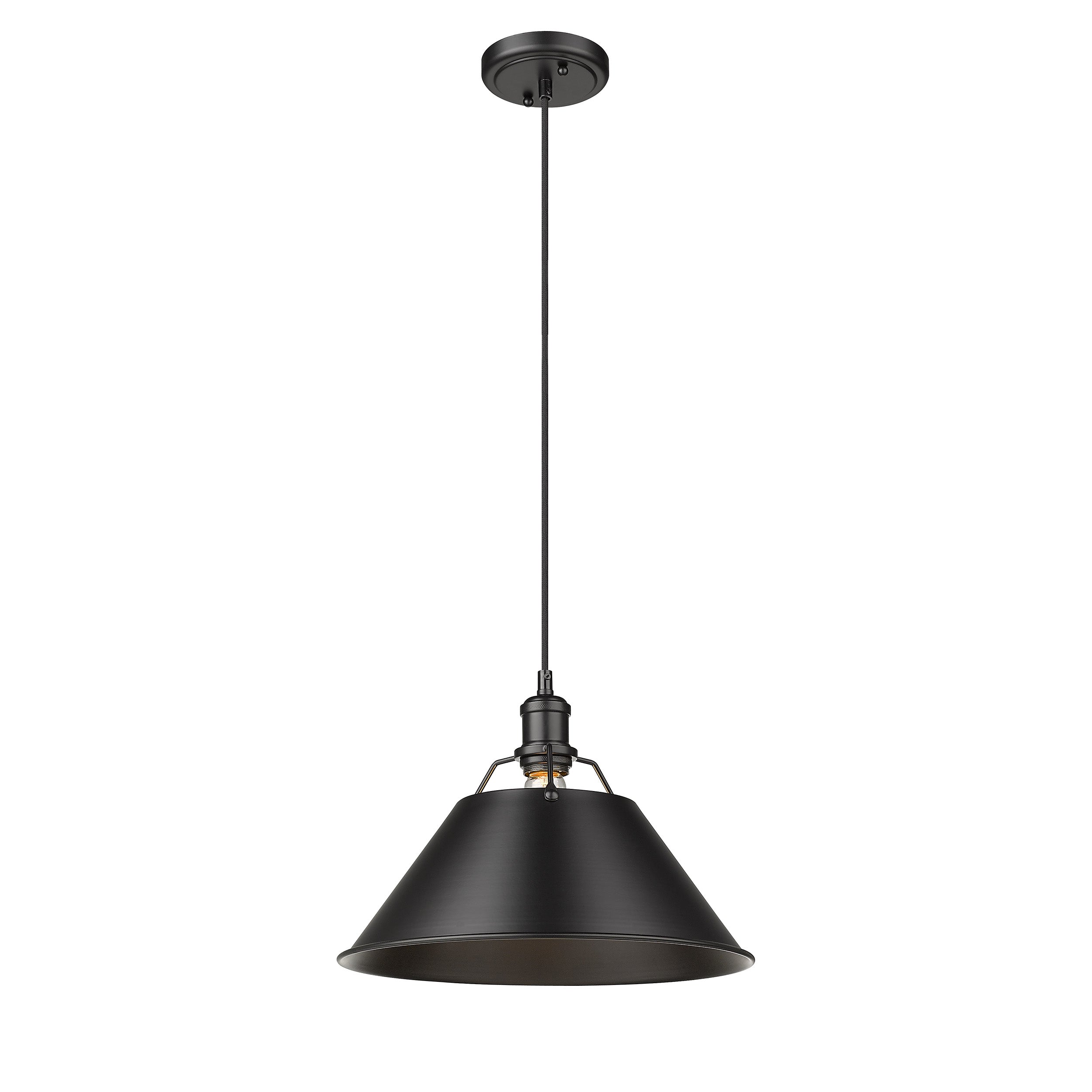 Yep by Golden Lighting Orwell 1-light 14in Pendant in Matte Black - - Golden Lighting