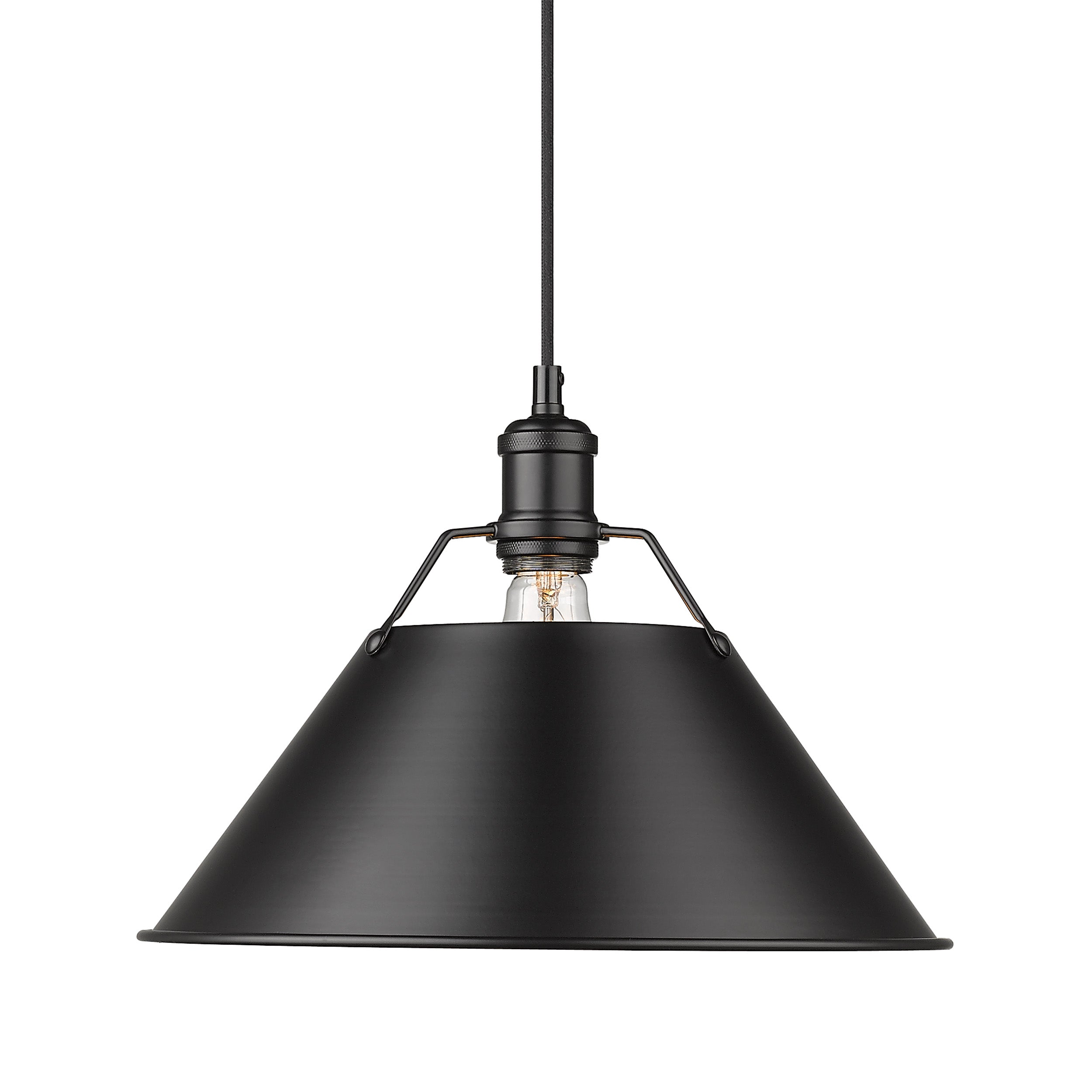Yep by Golden Lighting Orwell 1-light 14in Pendant in Matte Black