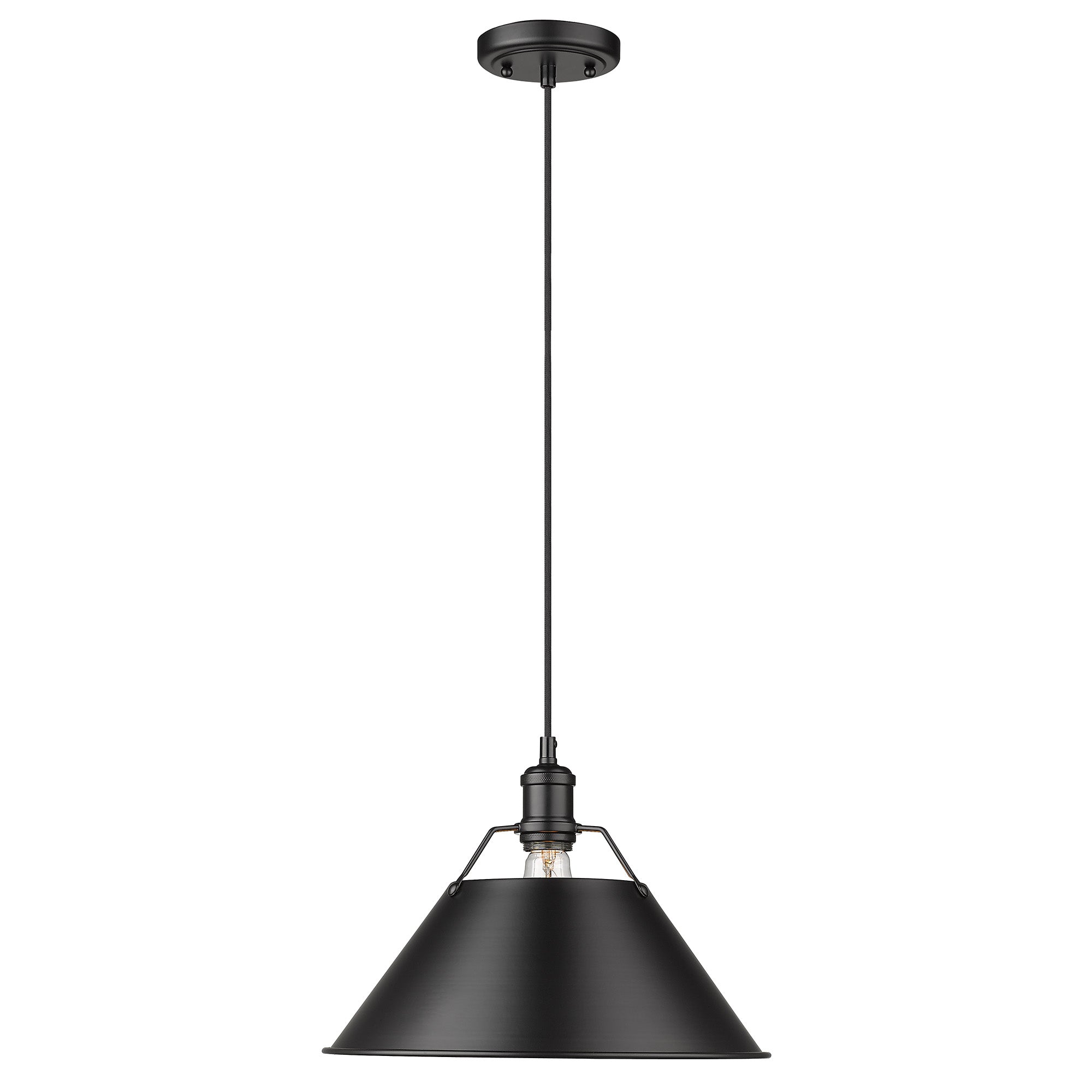 Orwell 14" Wide Large Pendant in Matte Black - - Golden Lighting