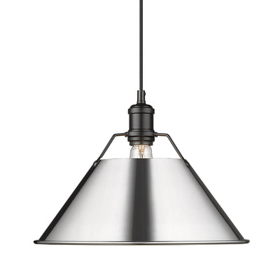Yep by Golden Lighting Orwell 1-light 14in Pendant in Matte Black and Chrome shade - Default Title - Golden Lighting
