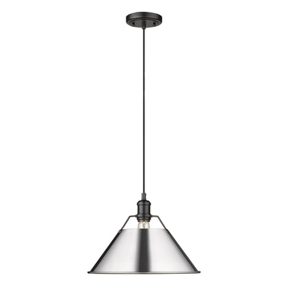 Orwell 14" Wide Large Pendant in Matte Black with Chrome - - Golden Lighting