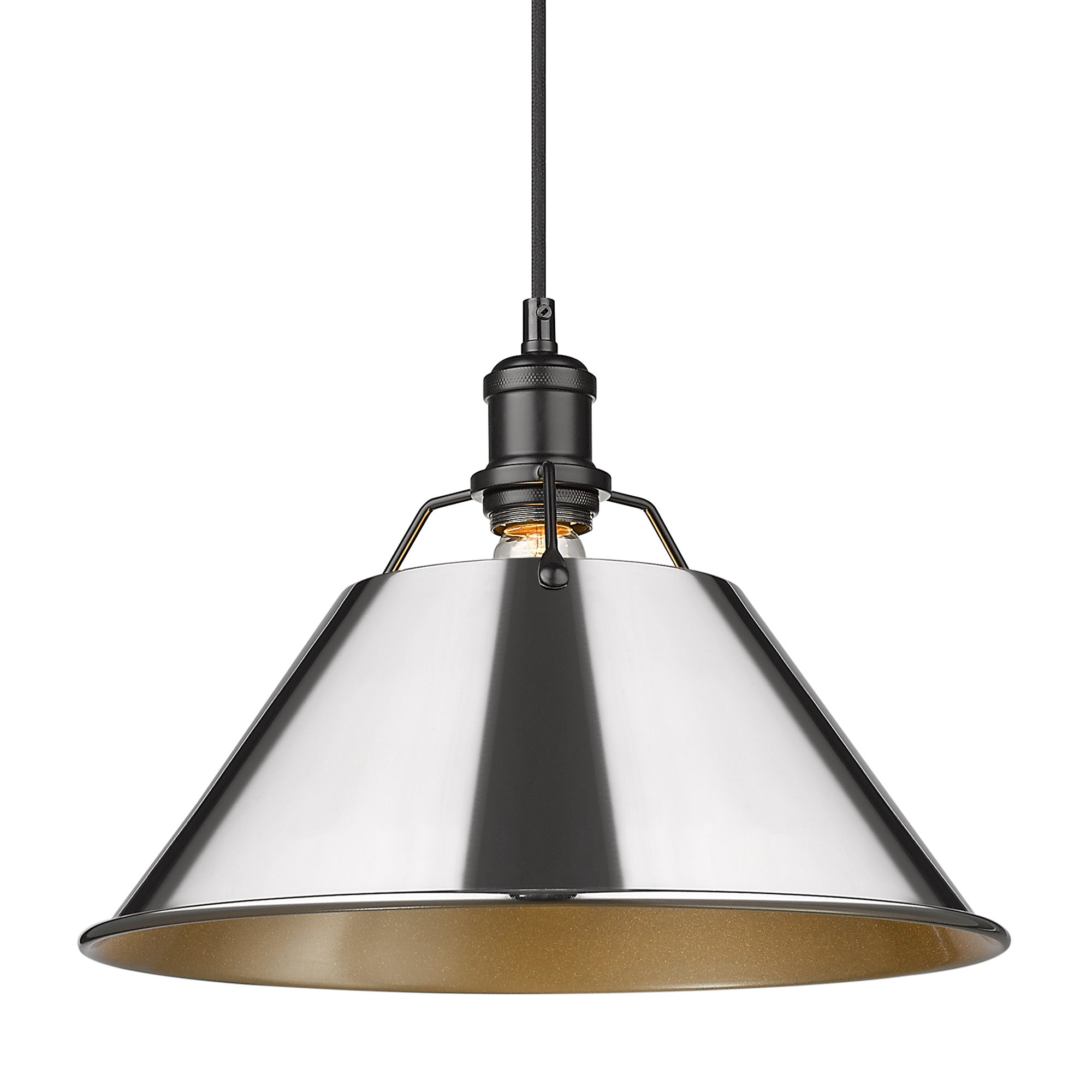 Orwell 14" Wide Large Pendant in Matte Black with Chrome - Default Title - Golden Lighting
