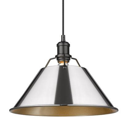 Orwell 14" Wide Large Pendant in Matte Black with Chrome - Default Title - Golden Lighting