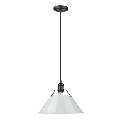 Yep by Golden Lighting Orwell 1-light 14in Pendant in Matte Black and Dusky Blue shade - - Golden Lighting