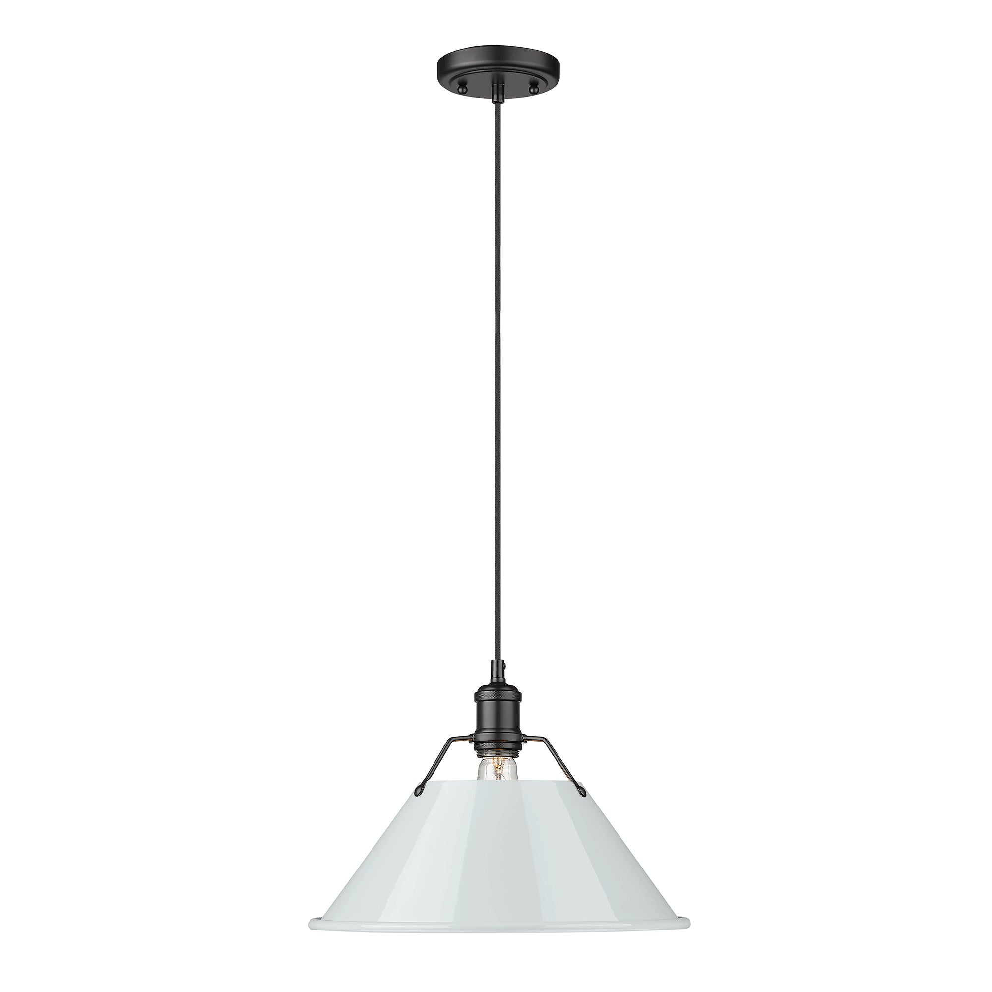 Orwell 14" Wide Large Pendant in Matte Black with Dusky Blue - - Golden Lighting