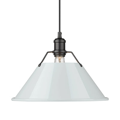 Yep by Golden Lighting Orwell 1-light 14in Pendant in Matte Black and Dusky Blue shade - Default Title - Golden Lighting