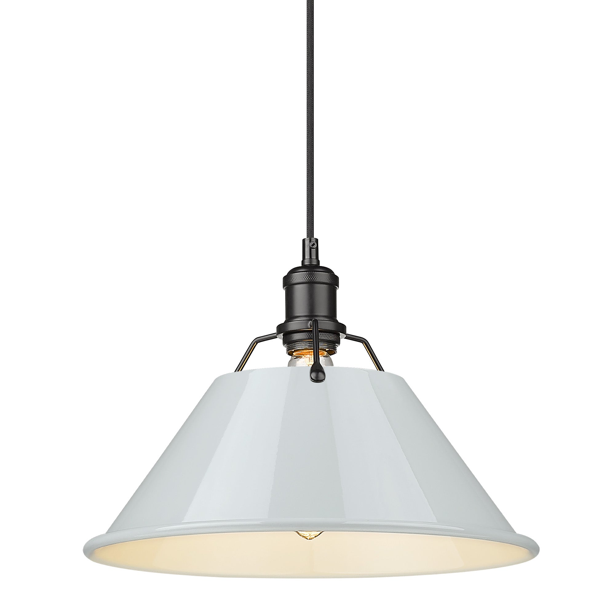 Orwell 14" Wide Large Pendant in Matte Black with Dusky Blue - Default Title - Golden Lighting
