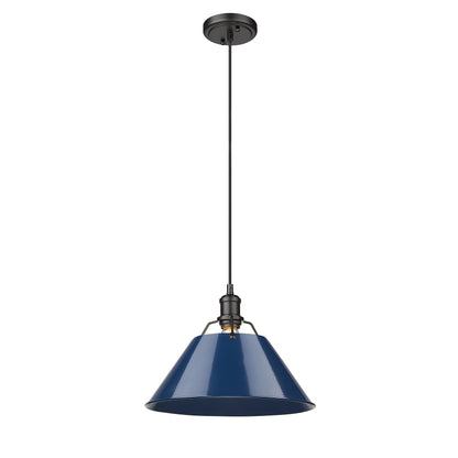 Yep by Golden Lighting Orwell 1-light 14in Pendant in Matte Black and Navy Blue shade