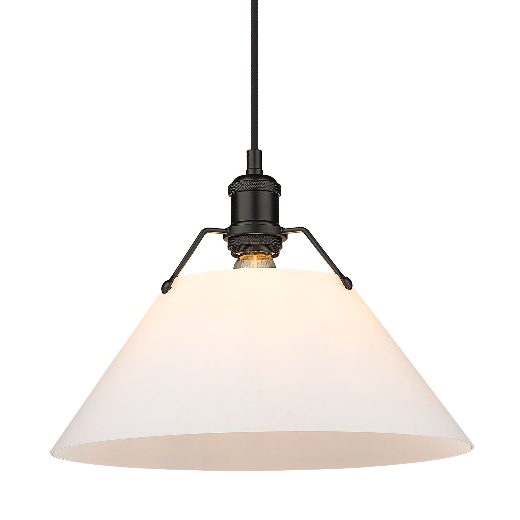 Orwell 14" Wide Large Pendant in Matte Black with Opal Glass - - Golden Lighting