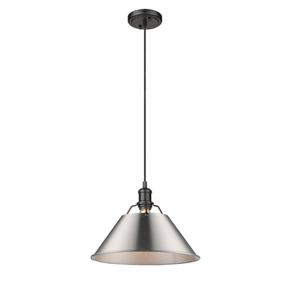 Yep by Golden Lighting Orwell 1-light 14in Pendant in Matte Black and Pewter shade