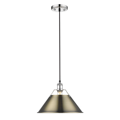 Yep by Golden Lighting Orwell 1-light 14in Pendant in Chrome and Aged Brass shade - - Golden Lighting