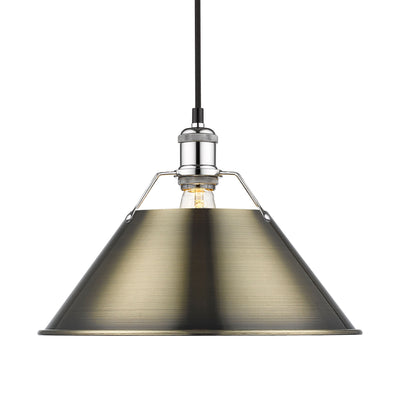 Yep by Golden Lighting Orwell 1-light 14in Pendant in Chrome and Aged Brass shade - Default Title - Golden Lighting