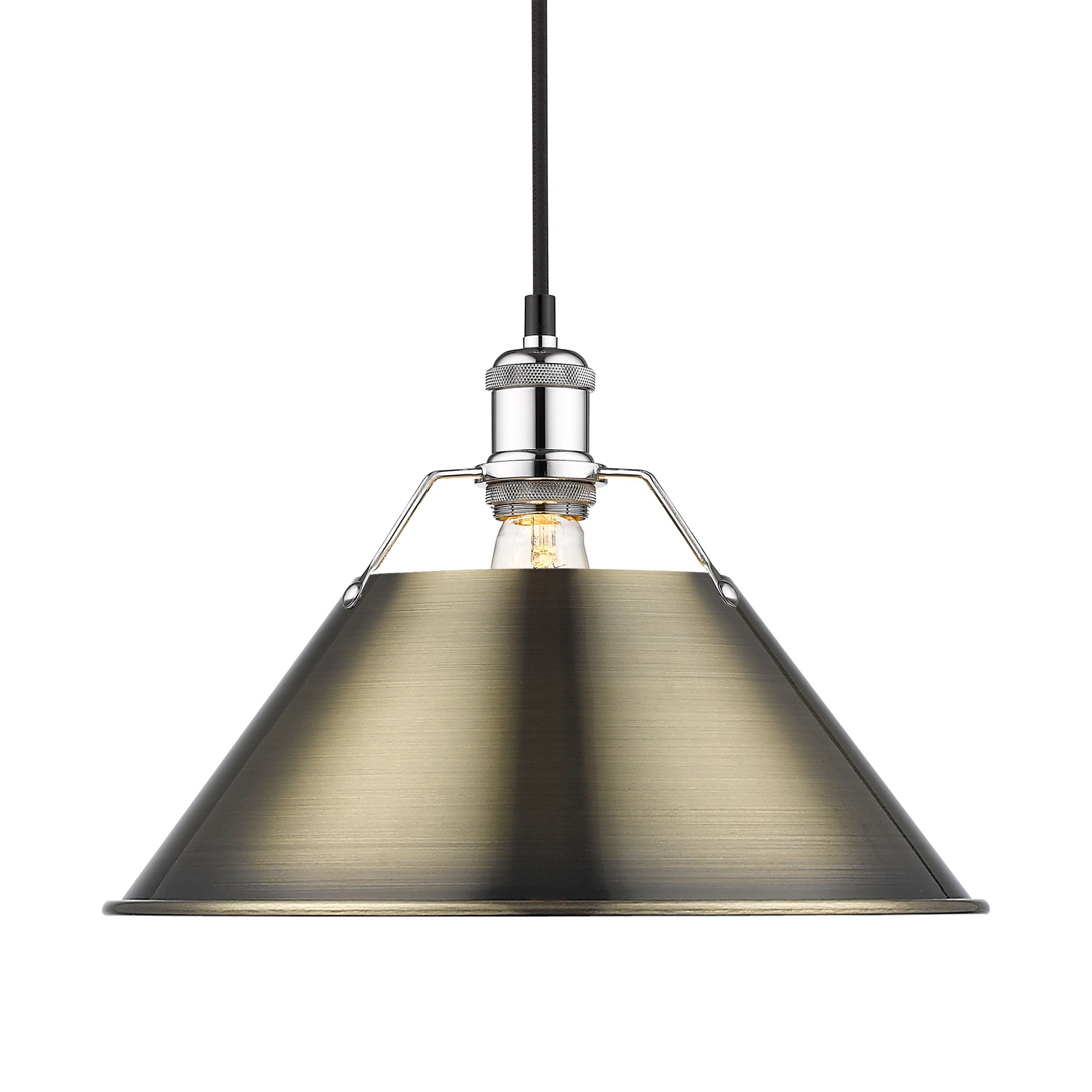 Yep by Golden Lighting Orwell 1-light 14in Pendant in Chrome and Aged Brass shade - - Golden Lighting