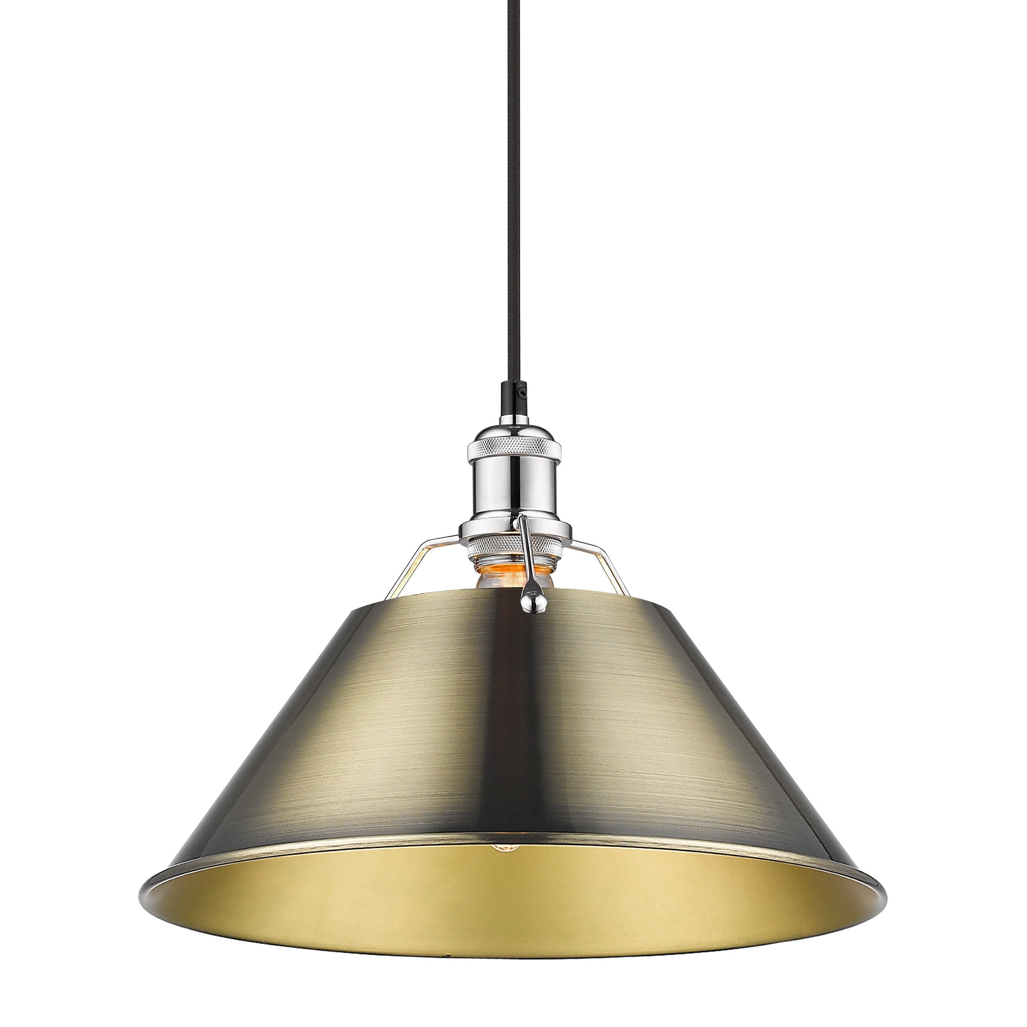 Orwell 14" Wide Large Pendant in Chrome with Aged Brass - Default Title - Golden Lighting
