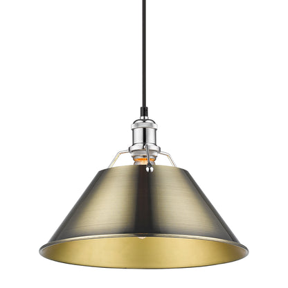 Orwell 14" Wide Large Pendant in Chrome with Aged Brass - Default Title - Golden Lighting