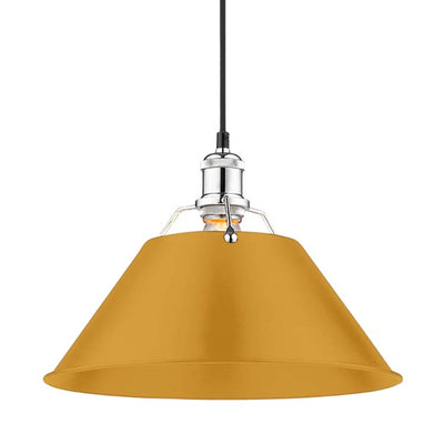 Yep by Golden Lighting Orwell 1-light 14in Pendant in Chrome and Auric Yellow shade - Default Title - Golden Lighting