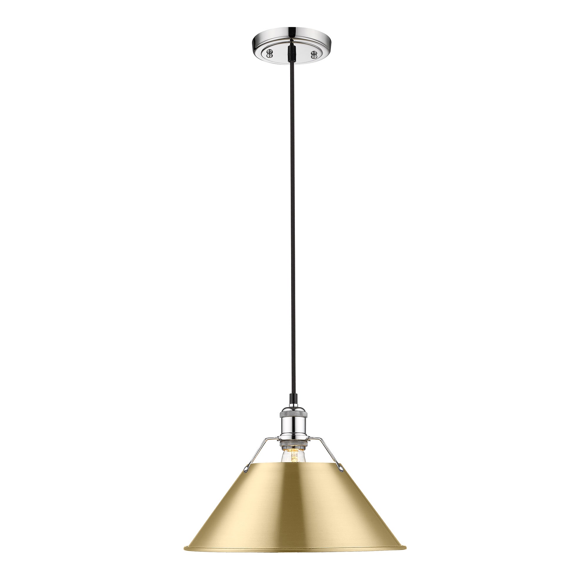 Orwell 14" Wide Large Pendant in Chrome with Brushed Champagne Bronze - - Golden Lighting