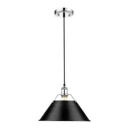 Yep by Golden Lighting Orwell 1-light 14in Pendant in Chrome and Matte Black shade