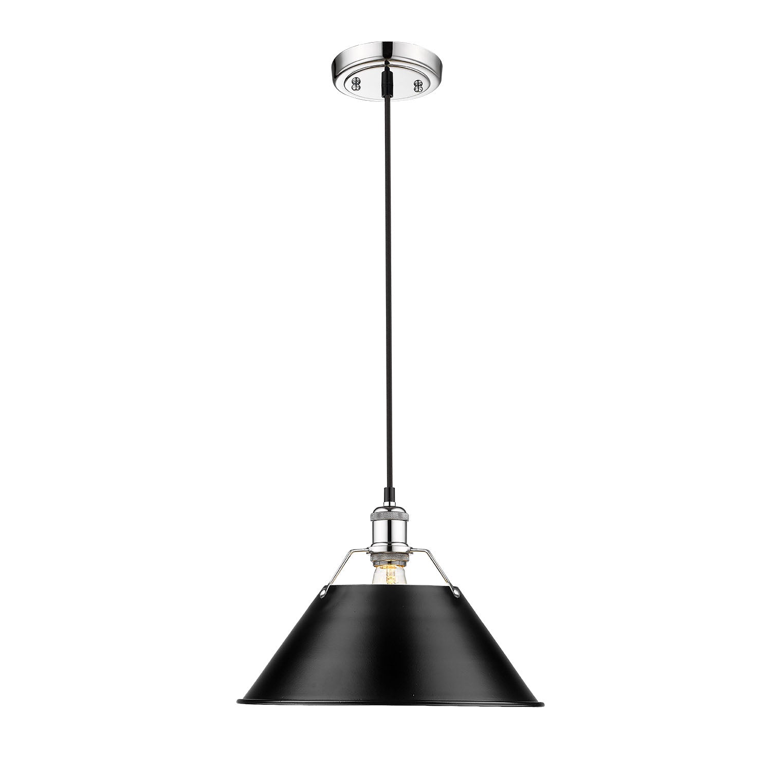 Orwell 14" Wide Large Pendant in Chrome with Matte Black - - Golden Lighting