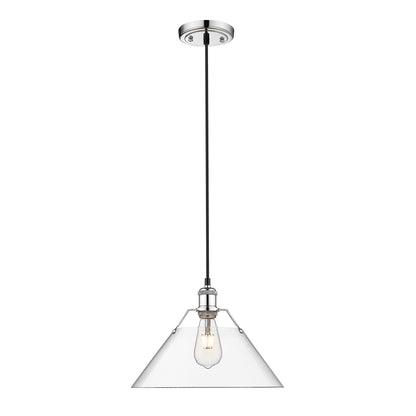 Orwell 14" Wide Large Pendant in Chrome with Clear Glass - - Golden Lighting