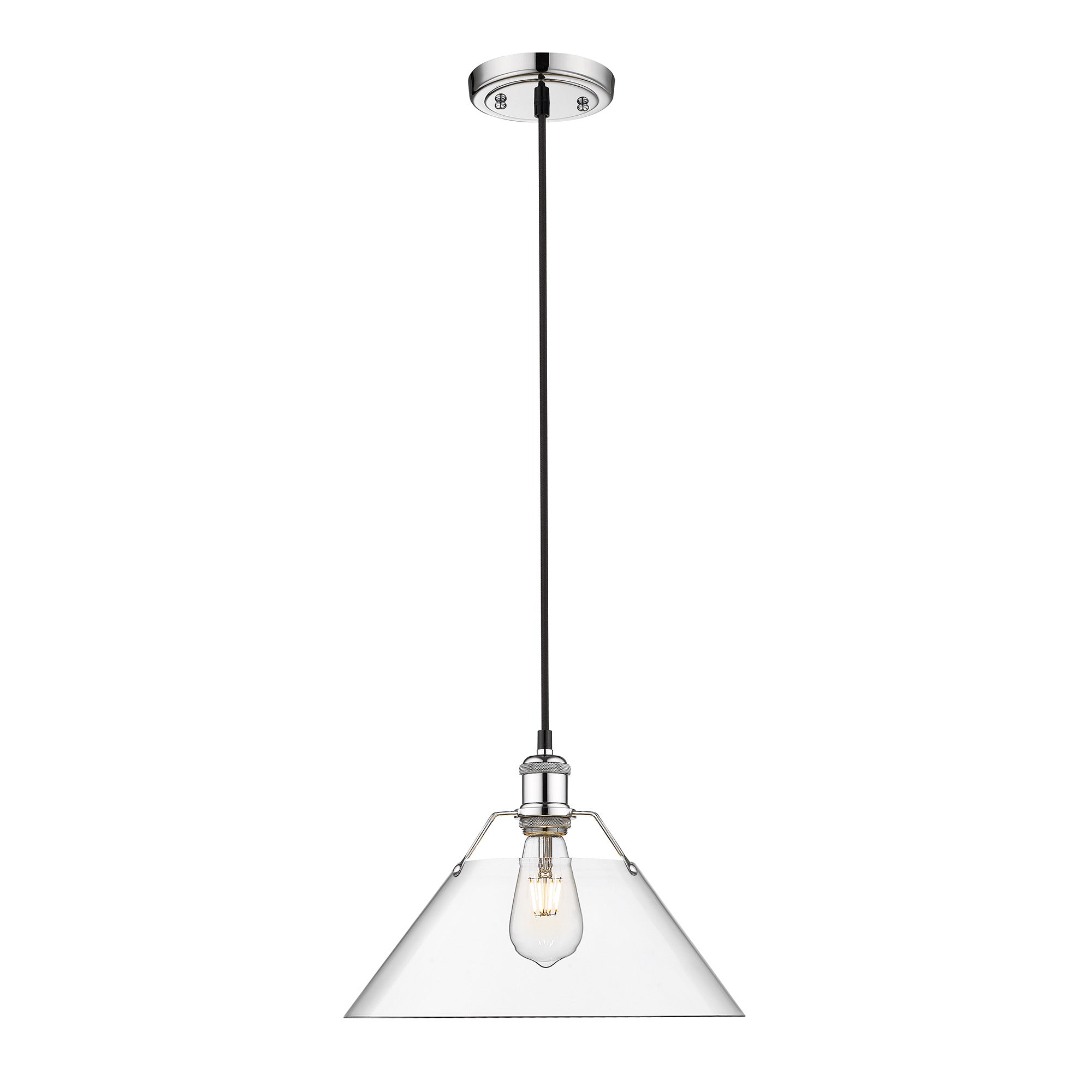 Orwell 14" Wide Large Pendant in Chrome with Clear Glass - - Golden Lighting