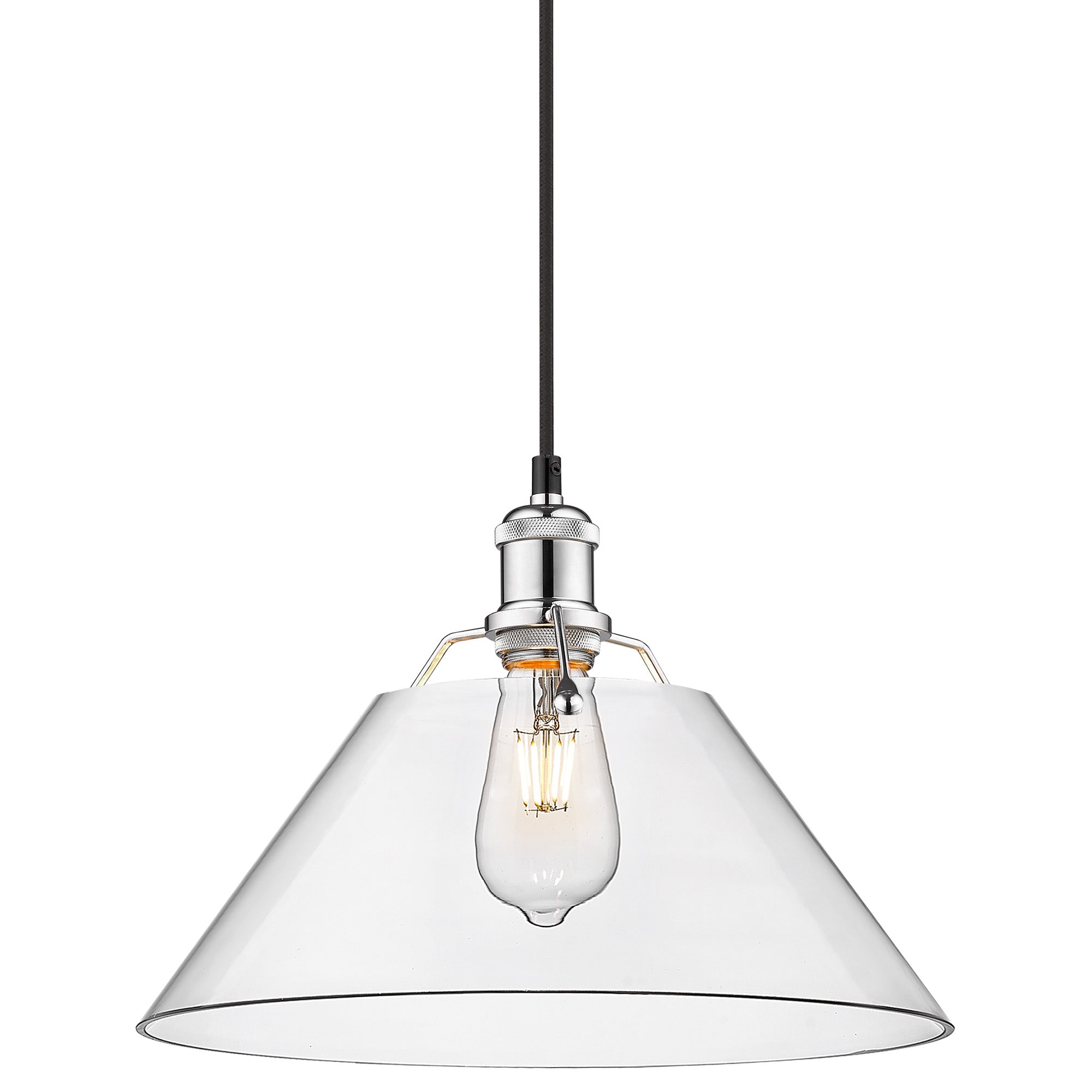 Orwell 14" Wide Large Pendant in Chrome with Clear Glass - Chrome / Clear Glass / Clear - Golden Lighting