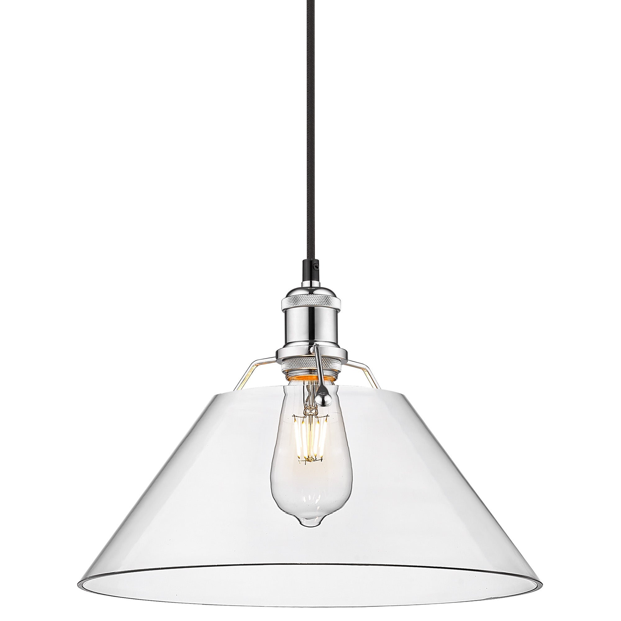 Orwell 14" Wide Large Pendant in Chrome with Clear Glass - Default Title - Golden Lighting