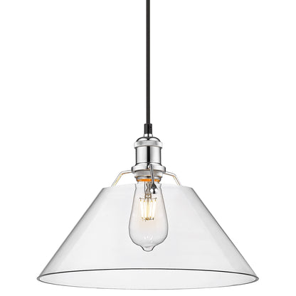 Orwell 14" Wide Large Pendant in Chrome with Clear Glass - Default Title - Golden Lighting