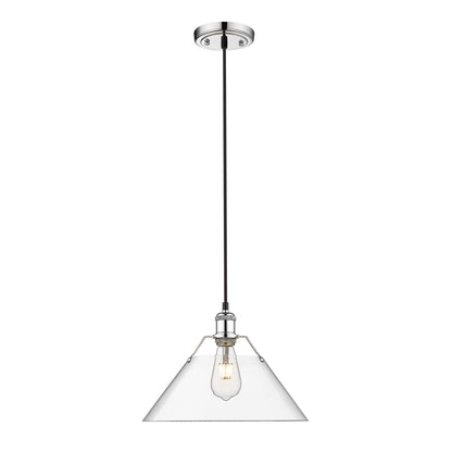 Orwell 14" Wide Large Pendant in Chrome with Clear Glass - - Golden Lighting
