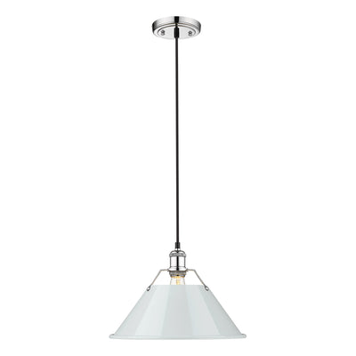 Yep by Golden Lighting Orwell 1-light 14in Pendant in Chrome and Dusky Blue shade - - Golden Lighting