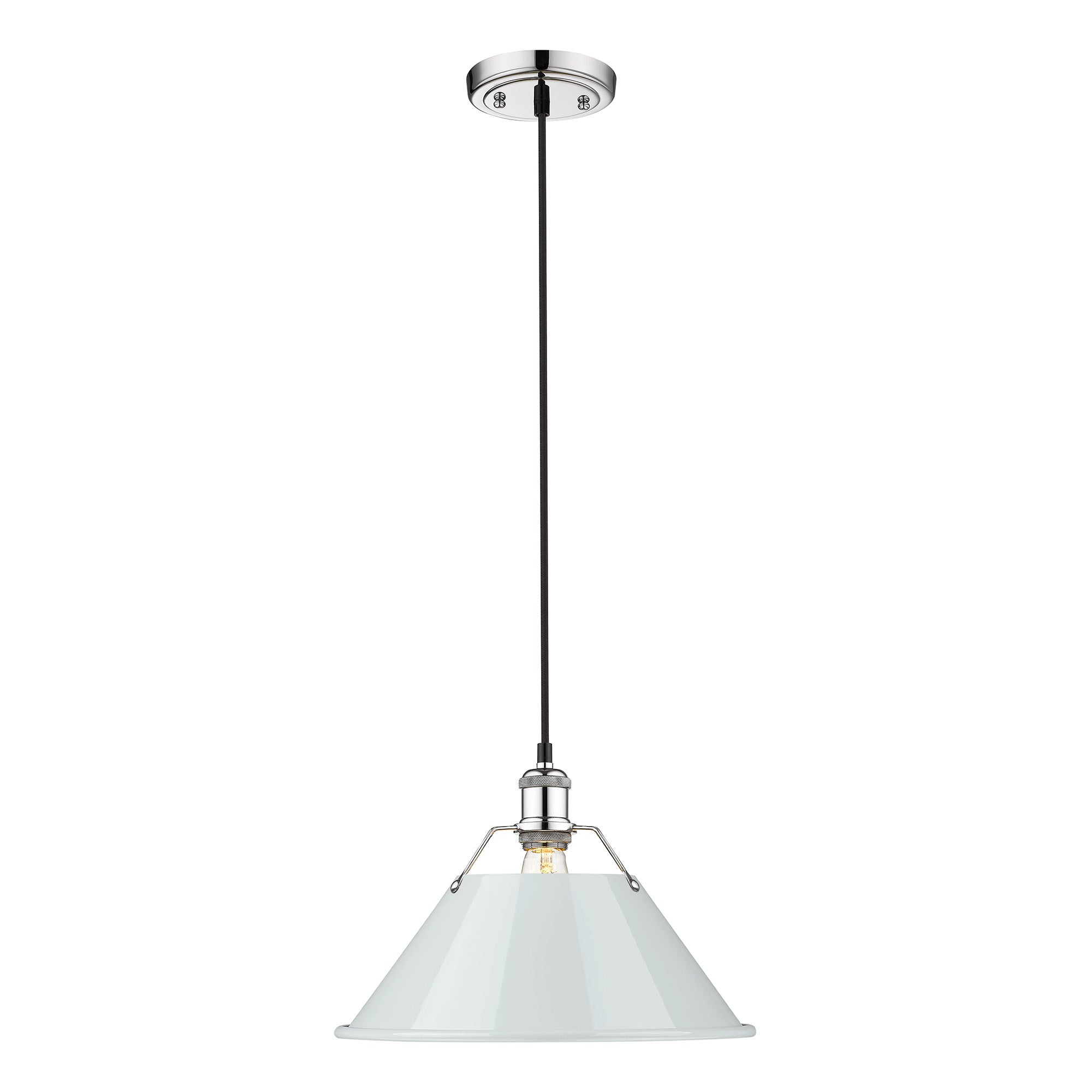 Orwell 14" Wide Large Pendant in Chrome with Dusky Blue - - Golden Lighting