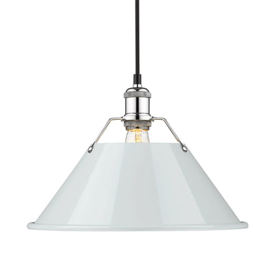 Yep by Golden Lighting Orwell 1-light 14in Pendant in Chrome and Dusky Blue shade - Default Title - Golden Lighting