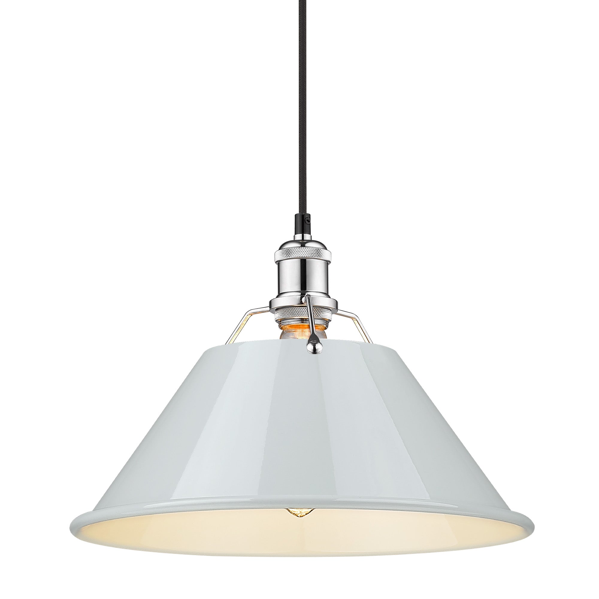 Orwell 14" Wide Large Pendant in Chrome with Dusky Blue - Default Title - Golden Lighting