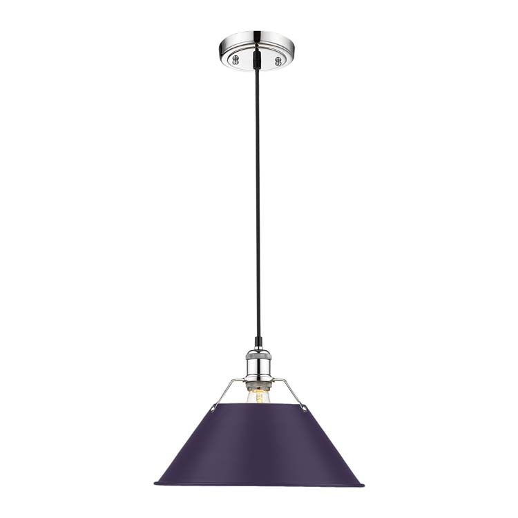Yep by Golden Lighting Orwell 1-light 14in Pendant in Chrome and Exotic Purple shade