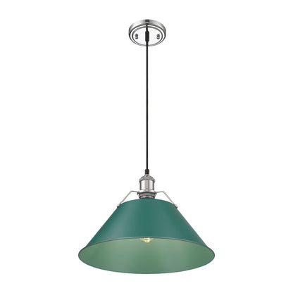 Orwell 14" Wide Large Pendant in Chrome with Pine Green - Default Title - Golden Lighting