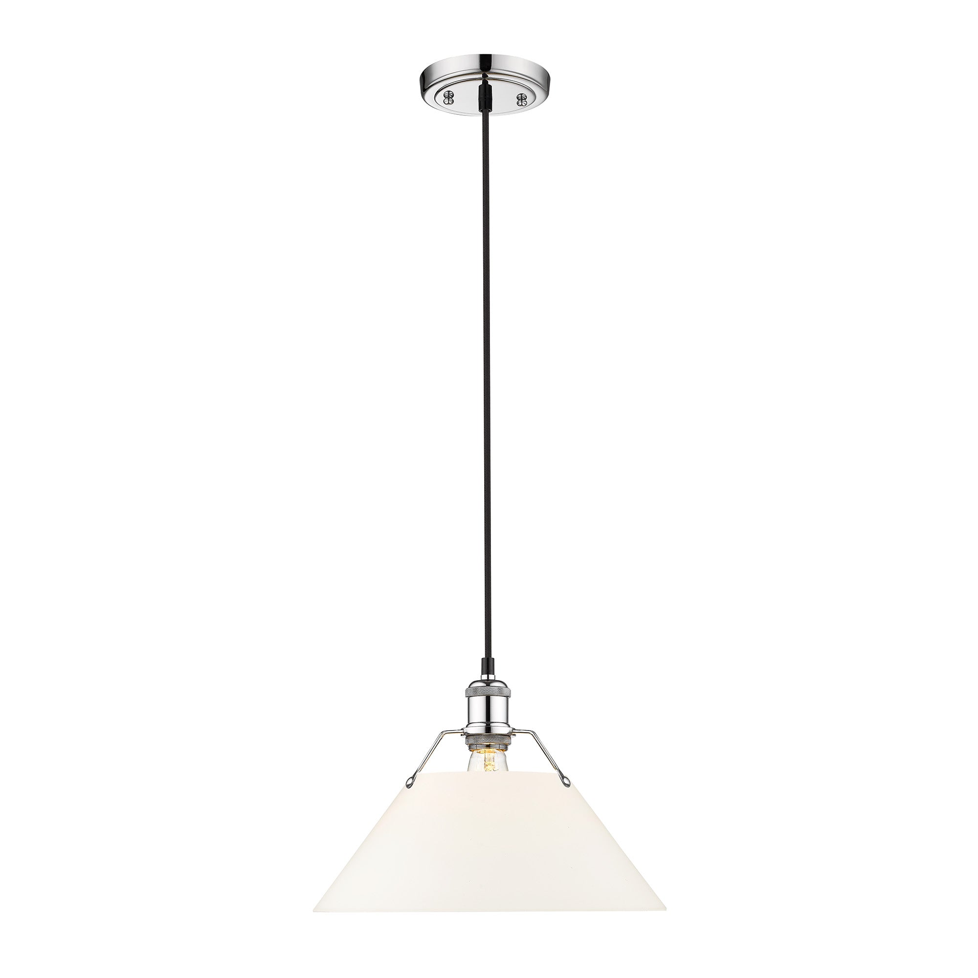 Orwell 14" Wide Large Pendant in Chrome with Opal Glass - - Golden Lighting