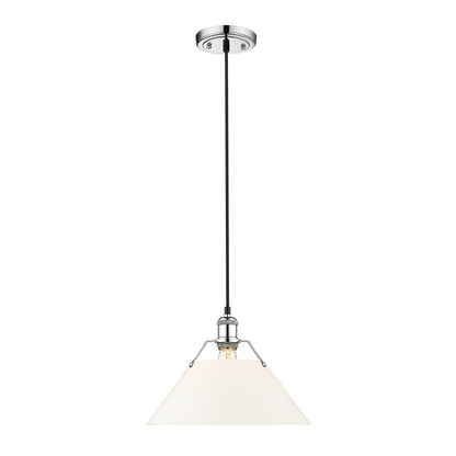 Orwell 14" Wide Large Pendant in Chrome with Opal Glass - - Golden Lighting