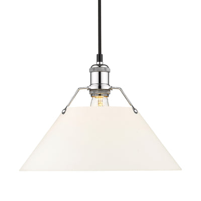 Yep by Golden Lighting Orwell 1-light 14in Pendant in Chrome and Opal Glass - Default Title - Golden Lighting