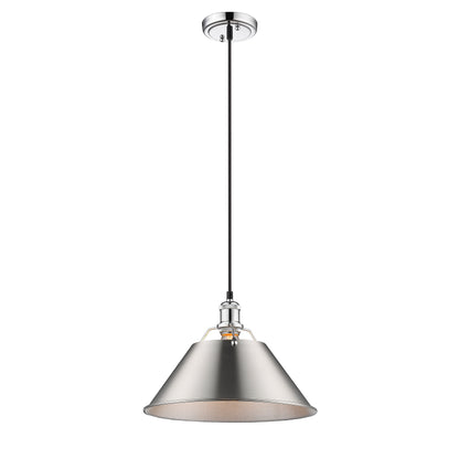 Yep by Golden Lighting Orwell 1-light 14in Pendant in Chrome and Pewter shade