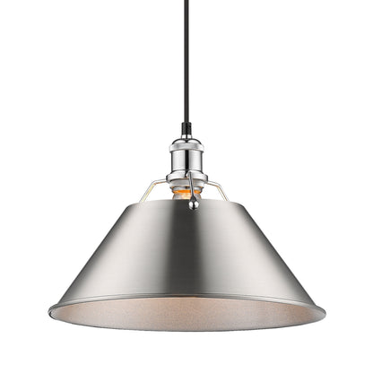 Orwell 14" Wide Large Pendant in Chrome with Pewter - Chrome / Pewter / Silver - Golden Lighting