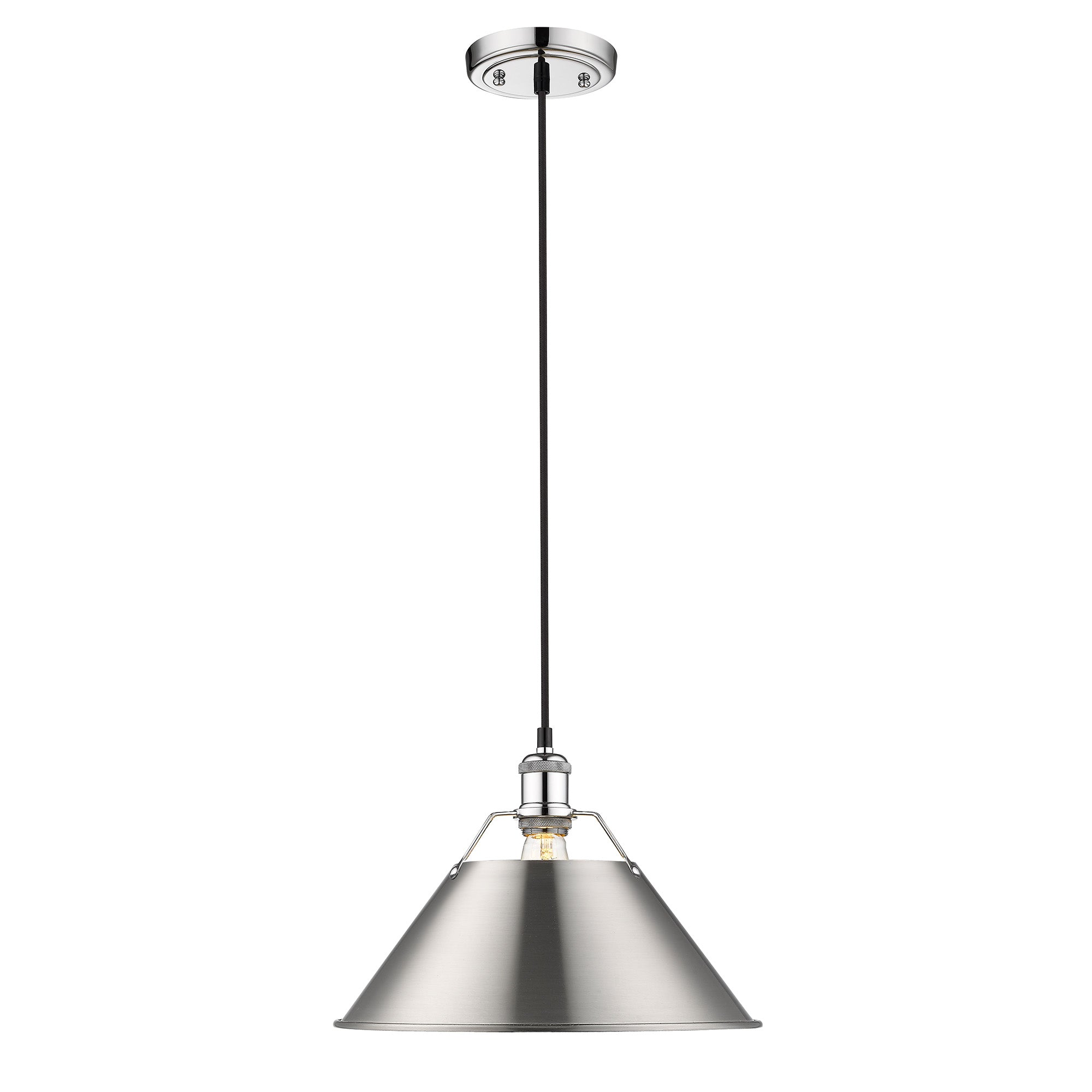 Orwell 14" Wide Large Pendant in Chrome with Pewter - - Golden Lighting